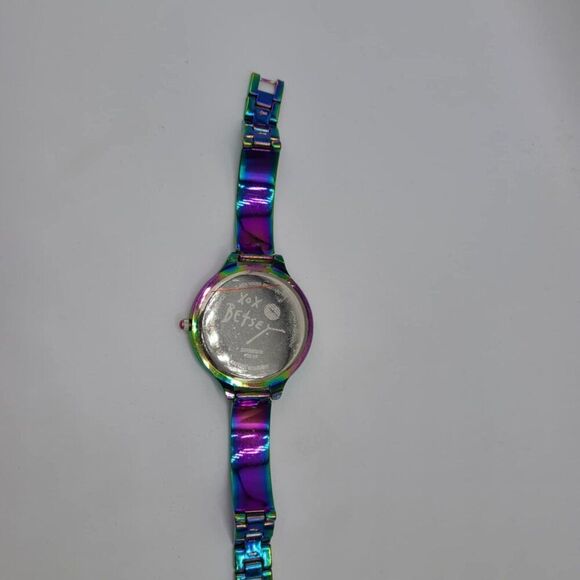 Betsey Johnson Iridescent Watch with Pave Crystal Face